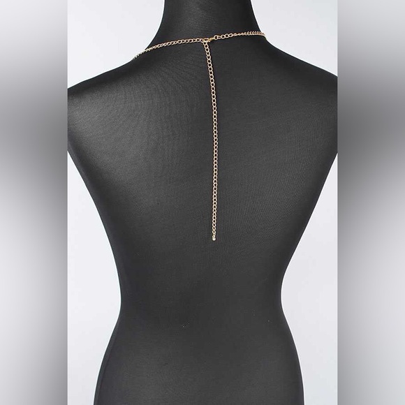 Gold Fringe Bra Bodychain Statement Necklace - Picture 3 of 4